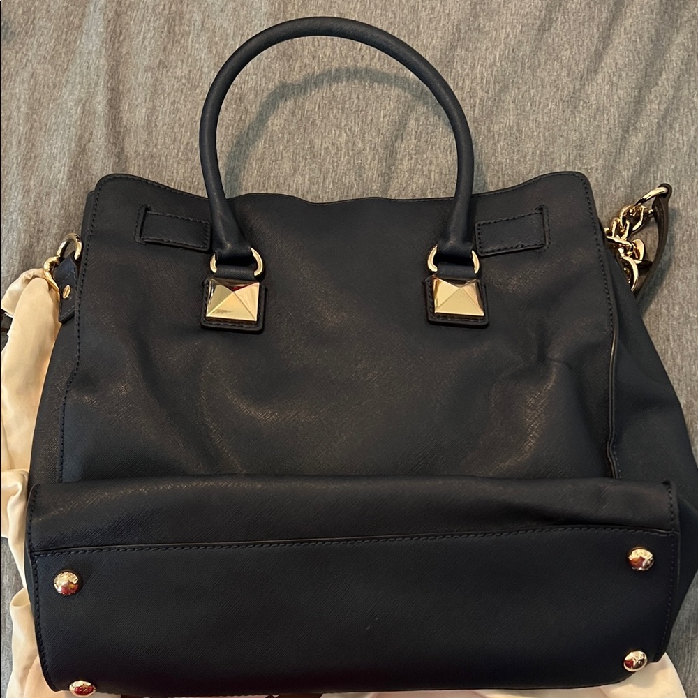 Michael Kors Navy and Gold Studded Saffiano Tote Bag - Picture 4 of 7